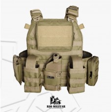 Colete Tático Modular Plate Carrier + 8 Peças TAN