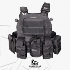 Colete Tático Modular Plate Carrier + 8 Peças PRETO